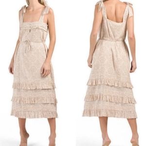 CLEOBELLA Zane Ruffle Tiered Midi Dress Bow Tie Shoulder *No Tie at Waist